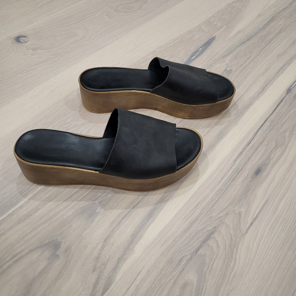 Y2K flatform leather slides